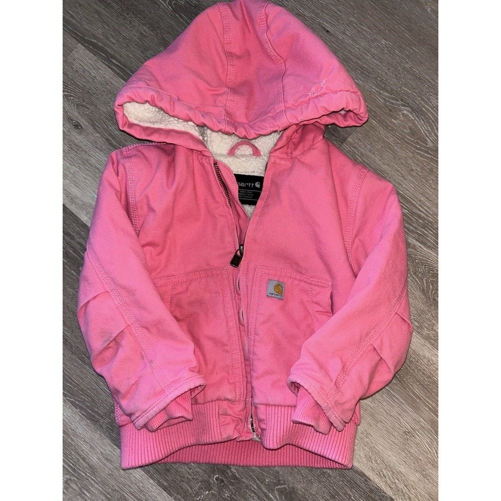 3T Carhartt Sherpa Lined Pink Hooded Warm Duck Coat Jacket